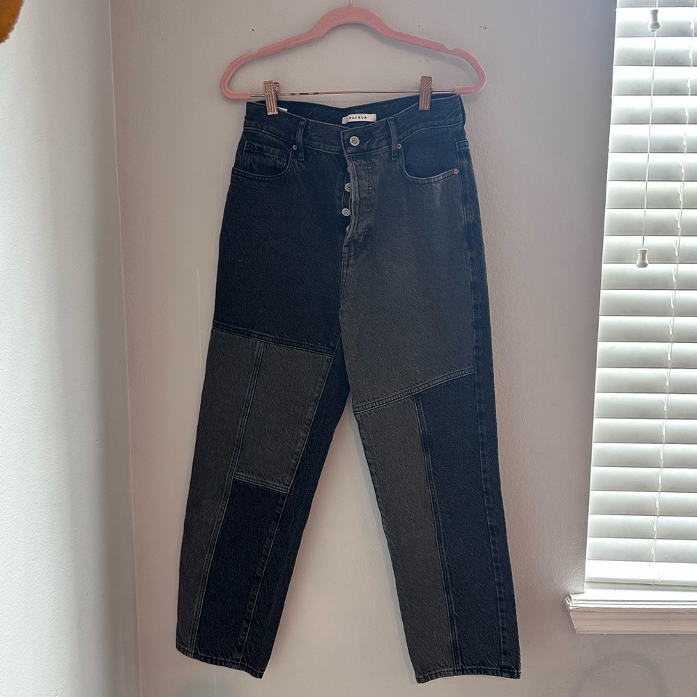 PacSun Black and Gray Patchwork Denim Jeans